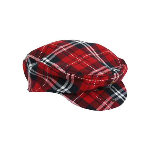 Red Plaid Snap Front Newsboy Golf Flat Ivy Cap Hat - Picture 4 of 9